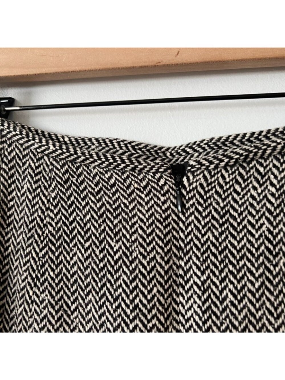 Vintage Talbots Long Wool Blend Black White Herringbone Skirt Women's Size 14 - Picture 8 of 10